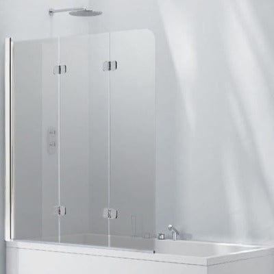 Aquaglass 6mm Frameless Bath Screen with 3 Folding Panels - 1400 x 1200mm