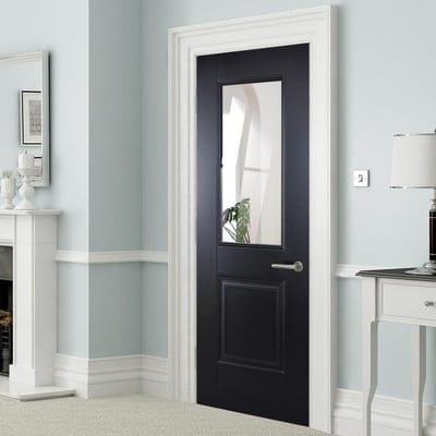 Arnhem Black Primed 1 Glazed Clear Bevelled Light Panel Interior Door - 1981mm x 686mm