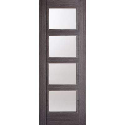 Vancouver Ash Grey Pre-Finished 4 Glazed Clear Light Panels Interior Door - 1981mm x 762mm