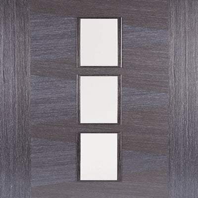 Zeus Ash Grey Pre-Finished 3 Glazed Clear Light Panels Interior Door - All Sizes