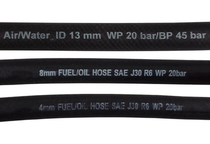 Rubber 12.7mm Braided Fuel, Oil Hose SAE J30 R6
