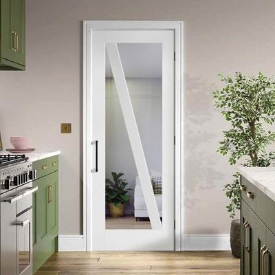 Barn White Primed 1 Glazed Clear Light Panel Internal Door - 1981mm x 762mm
