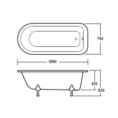 Sutherland 1700mm Single Ended Bath