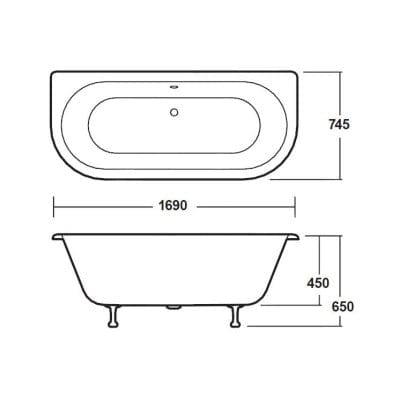 Courtnell Double Ended 1700mm Back To Wall Bath
