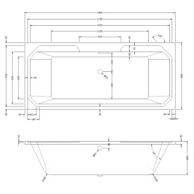 Bathurst Double Ended Bath 1800mm x 800mm