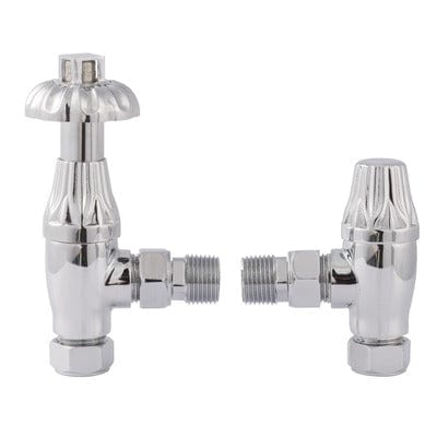 Angled Thermostatic Valve Lockshield - Fluted Finish