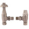 Angled Thermo Radiator Valve c/w Fluted Satin Nickel