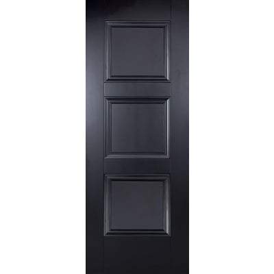 Amsterdam Black Primed 3 Panel Interior Door - All Sizes