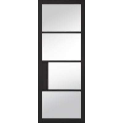 Chelsea Black Primed 4 Glazed Clear Light Panels Interior Door - 1981mm x 686mm