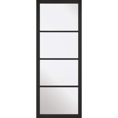 Soho Black Primed 4 Glazed Clear Light Panels Interior Door - 2040mm x 826mm