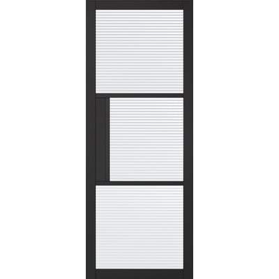 Tribeca Black Primed 3 Glazed Reeded Light Panels Interior Door - 1981mm x 762mm