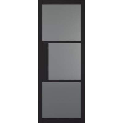 Tribeca Black Primed 3 Tinted Glazed Light Panels Interior Door - 1981mm x 762mm