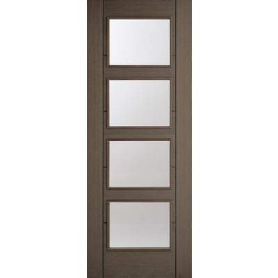 Vancouver Chocolate Grey Pre-Finished 4 Glazed Clear Light Panels Interior Door - 1981mm x 838mm
