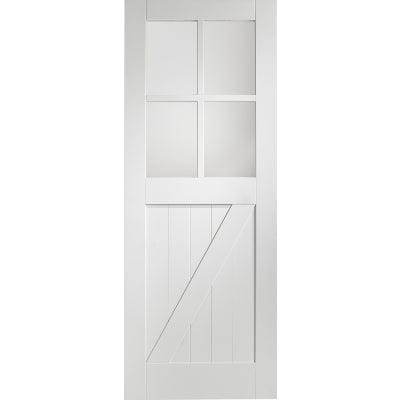 White Primed Cottage with Clear Glass Internal Door