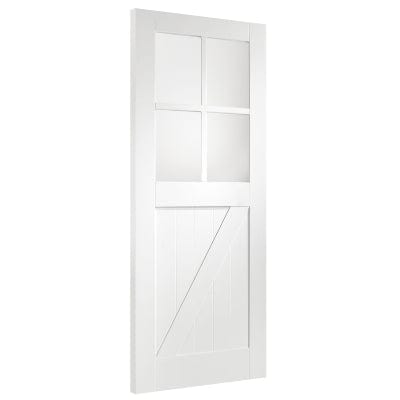 White Primed Cottage with Clear Glass Internal Door
