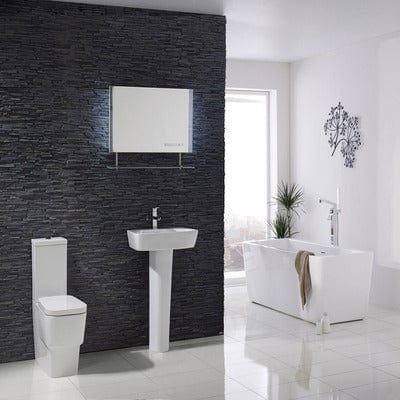 Cubix 600mm Basin & Pedestal - 1 Tap Hole with Chrome Overflow