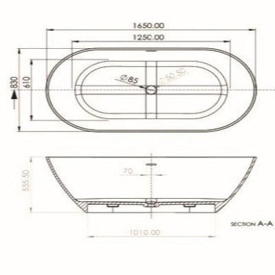 Cusco Luxury Freestanding Double Ended Bath - 1650mm x 830mm