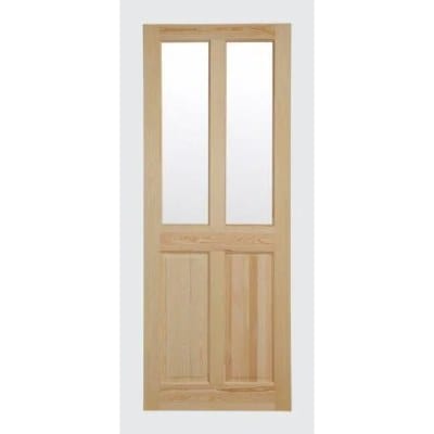 Victorian 4 Panel Clear Pine Glazed Unfinished Internal Door - All Sizes