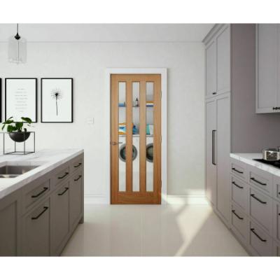 Modern 3 Panel Oak Clear Glazed Unfinished Internal Door - All Sizes
