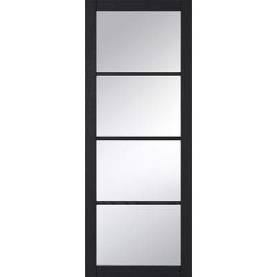 Soho Dark Charcoal 4 Glazed Clear Light Panels Pre-Finished Internal Door - All Sizes