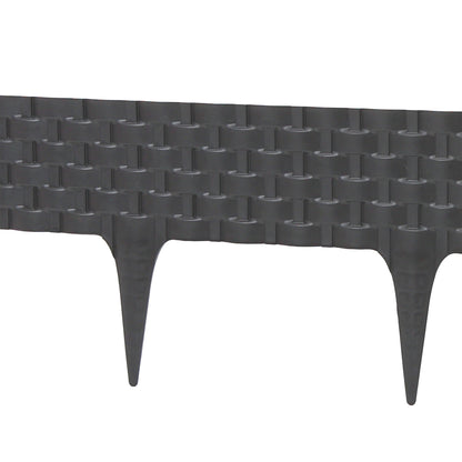 Lawn Edging, Plastic Palisade Rattan Effect, 2.4m, Deep Grey