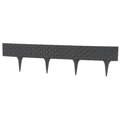 Lawn Edging, Plastic Palisade Rattan Effect, 2.4m, Deep Grey