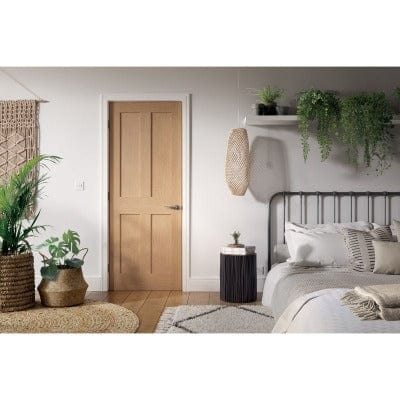 London Oak Pre-Finished 4 Panel Internal Door - 1981mm x 762mm