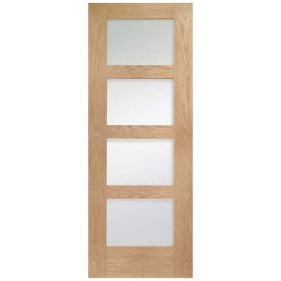 Shaker 4 Light Internal Oak Door with Clear Glass Fire Door - All Sizes