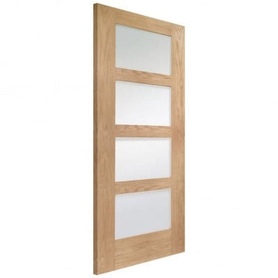 Shaker 4 Light Internal Oak Door with Clear Glass Fire Door - All Sizes