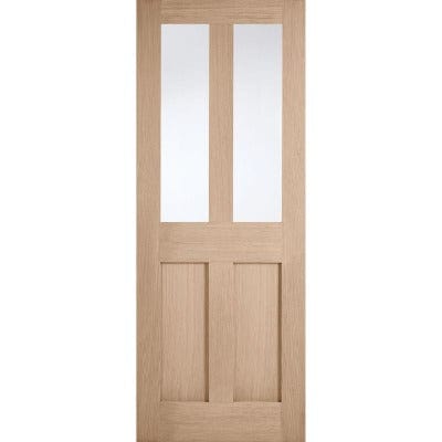 London Oak Pre-Finished 2 Clear Light Panels Internal Door - All Sizes