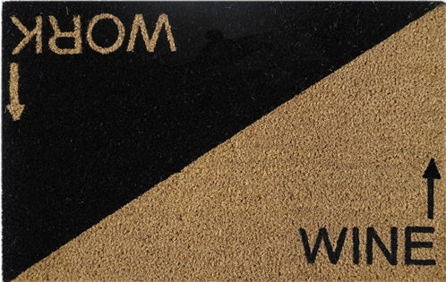 Doormat 60cm x 40cm - 'Wine Work' - Absorbent Coir Mat for Indoor/Outdoor