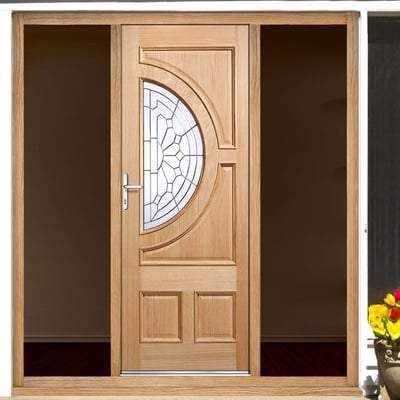 Empress Oak Unfinished 1 Double Glazed Bevelled Zinc Clear Light Panel External Door - 1981mm x 762mm