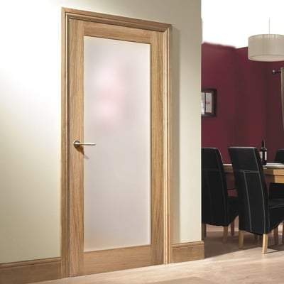 Oak Pattern 10 - 1 Glazed Frosted Light Panel Un-Finished Internal Door - 2040mm x 826mm