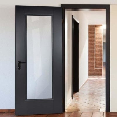 Eindhoven Black Primed 1 Glazed Clear Bevelled Light Panel Interior Door - 1981mm x 838mm