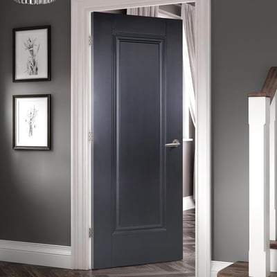 Eindhoven Black Primed 1 Panel Interior Fire Door FD30 - All Sizes