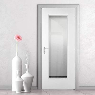 Eindhoven White Primed 1 Glazed Clear Bevelled Light Panel - 1981mm x 686mm