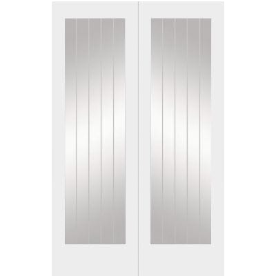 Suffolk 1 Light Internal White Primed Rebated Door Pair with Clear Glass