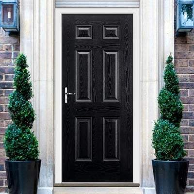 Colonial Black GRP Pre-Finished 6 Panel External Door - 2032mm x 813mm