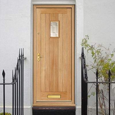 Suffolk Oak Unfinished 1 Part Obscured Light Panel External Door - 1981mm x 762mm