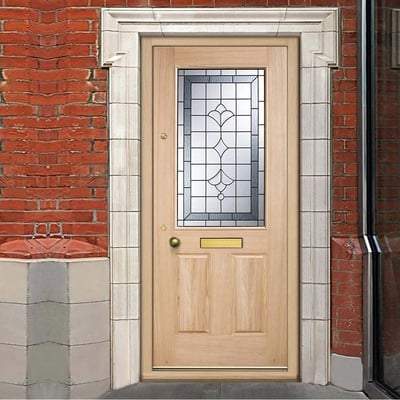 Winchester Oak Unfinished 1 Part Obscure Double Glazed Light Panel External Door - 2032mm x 813mm