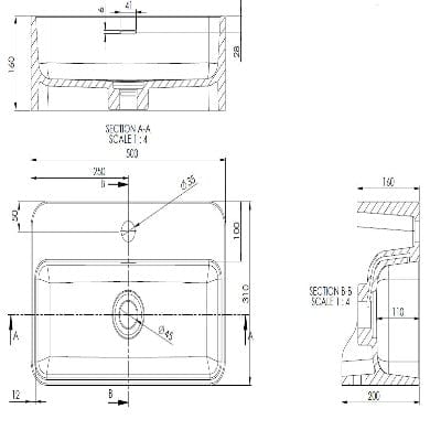 Cabanes 500mm Solid Cloakroom Basin