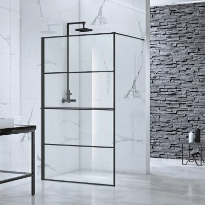 Velar+ Straight Frame Walk-in Panel w/ Towel Rail and Stabilising Bar