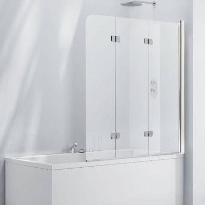 Aquaglass 6mm Frameless Bath Screen with 3 Folding Panels - 1400 x 1200mm