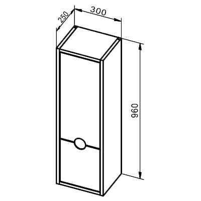 Kompass Tall Unit Oak/White - 300 x 250 x 960mm
