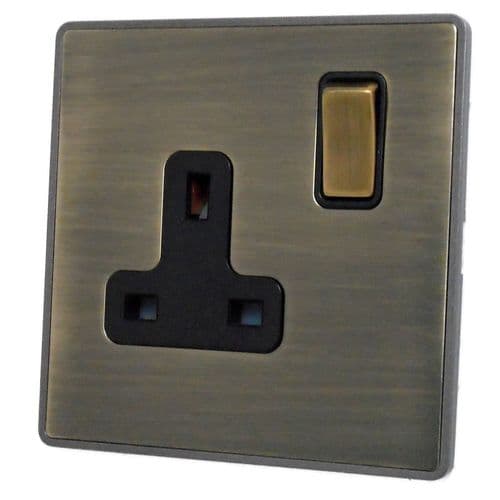Caradok Screwless Premium Vintage Brass Metal 1 Gang 13A Switched Plug Socket