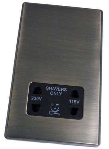 Caradok Screwless Premium Vintage Brass Metal  Dual Voltage Shaver Socket 115-230V