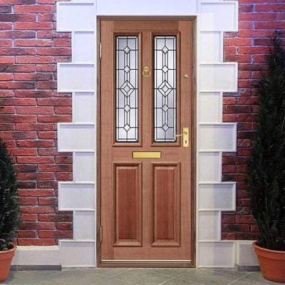 Derby Hardwood M&T 2 Double Glazed Lead Light Panels External Door - 2083mm x 864mm