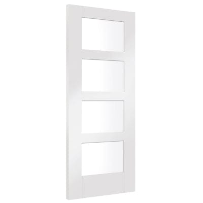Shaker 4 Light Internal White Primed Fire Door with Clear Glass