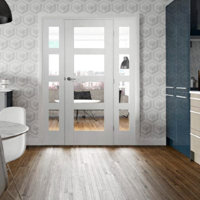 Shaker 4 Light Internal White Primed Door with Clear Glass