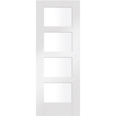 Shaker 4 Light Internal White Primed Fire Door with Clear Glass
